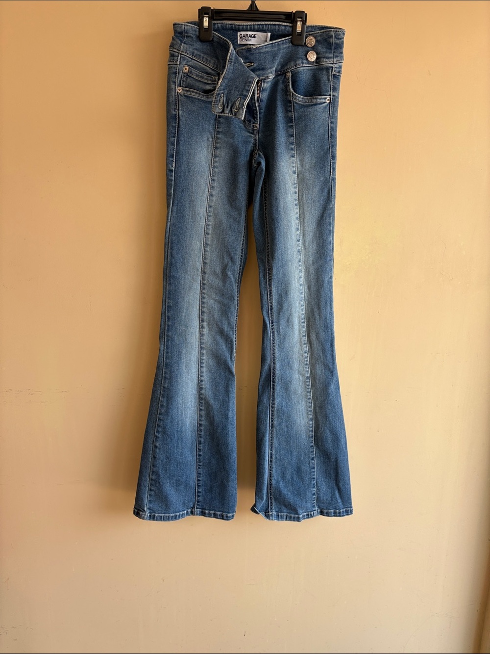 Garage Blue Flare Jeans with Subtle Fading